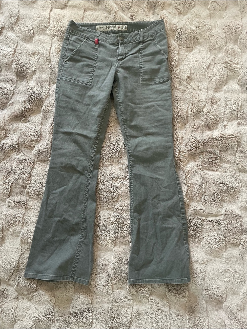 Mudd Olive Green Jeans with Red Accent